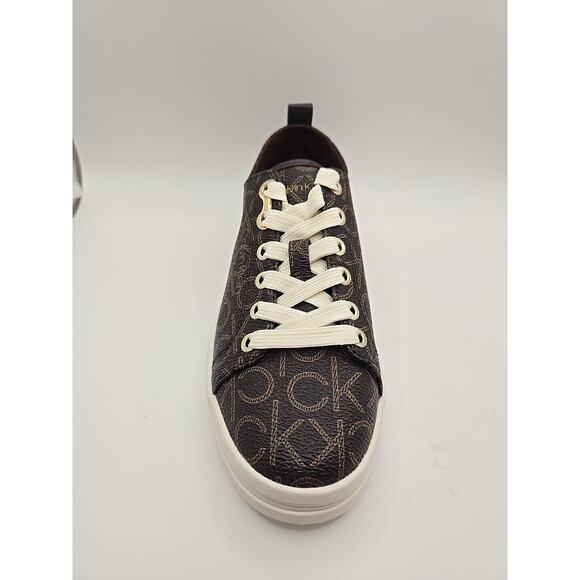 Calvin Klein Michaela CK Logo Monogram Casual Sneakers Shoes Brown Size 7.5 NEW - Picture 3 of 8